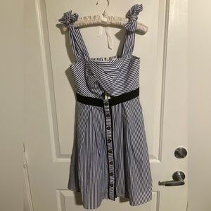 BOSTON PROPER Blue and White Striped Dress, Size 2